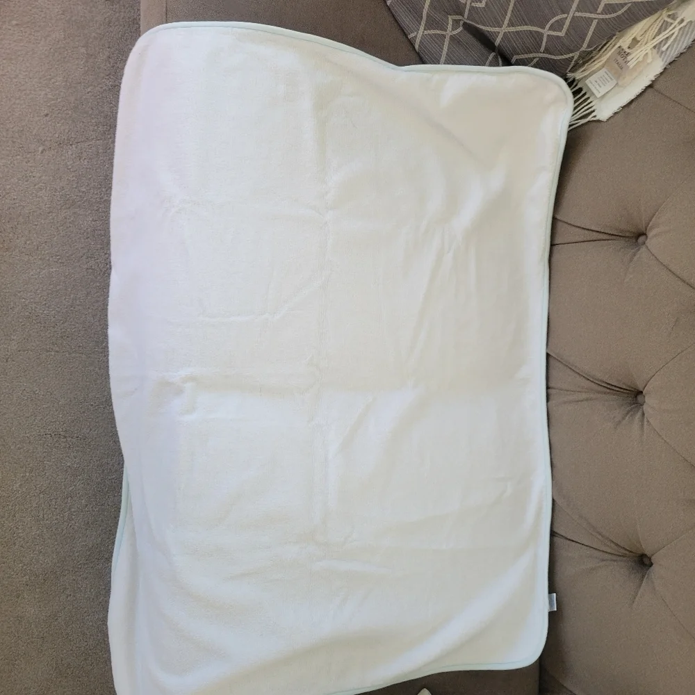 Ralph Lauren White Hooded Baby Towel with Blue Trim